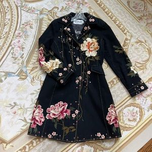 DB Sport topper coat. Black heavily embroidered size small